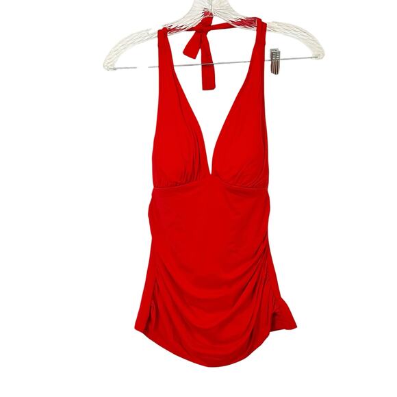 Bleu by Rod Beattie Lined Shirred Kore Halter Tankini Swimsuit Red Size 6 NWT - Picture 6 of 14